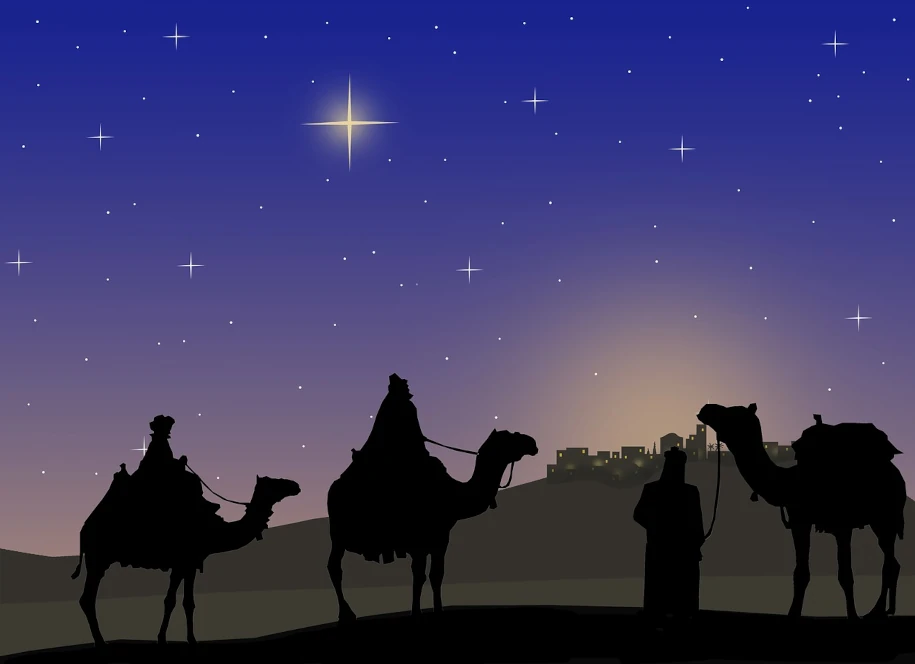 Les rois mages suivient l'étoile de l'espérance qui les conduit au Christ