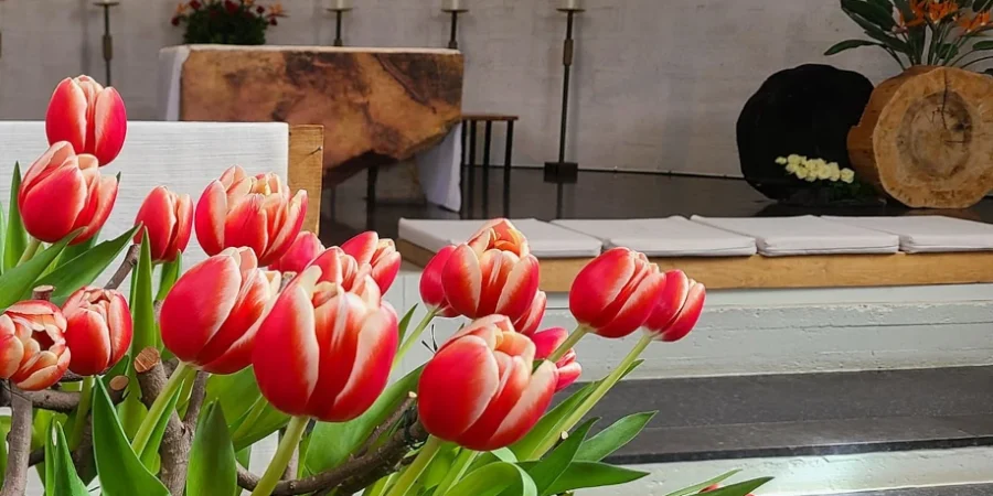 Allons dans la joie de Pâques - choeur de l'église des moines de Wavreumont