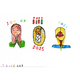 Dessin de la nativité avec Marie, Joseph et l'enfant Jésus dans une mangeoire